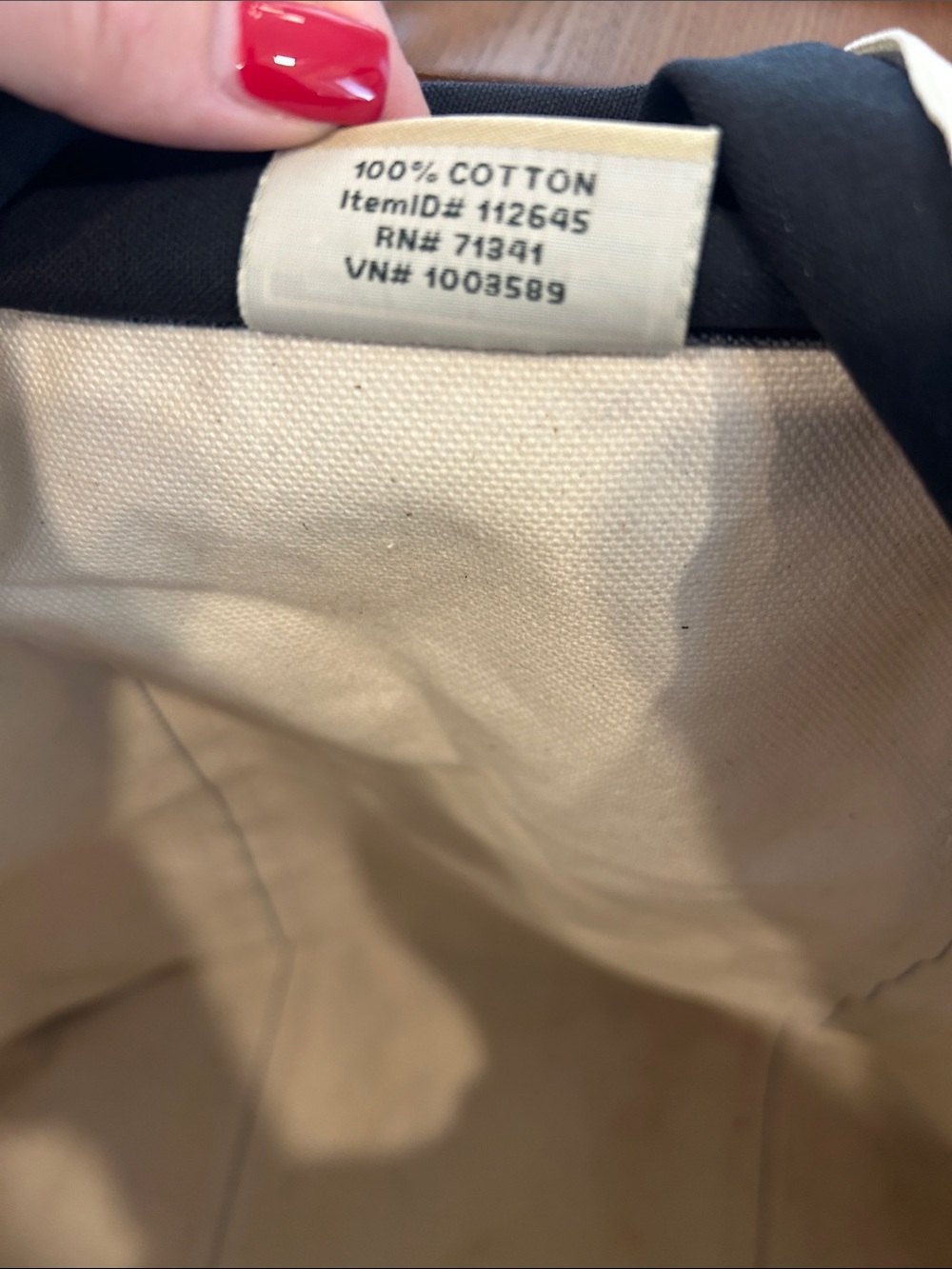 LL Bean Large Zip Top Boat Tote with black trim - Picture 8 of 10